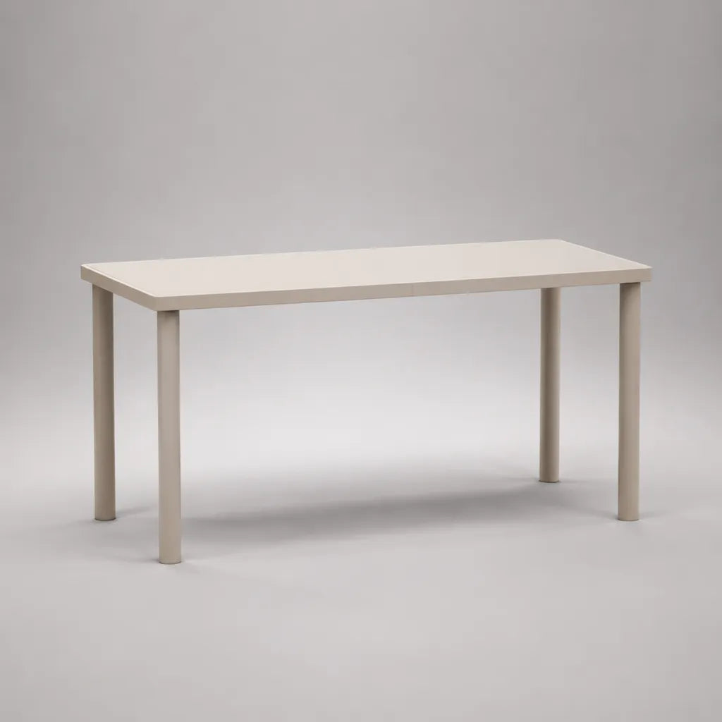 Tavolo da pranzo rettangolare in MDF e acciaio bianco crema, 120 × 70 × 75 cm