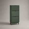 Scarpiera a 3 ante a ribalta in MDF verde salvia opaco, 50 x 24 x 120 cm