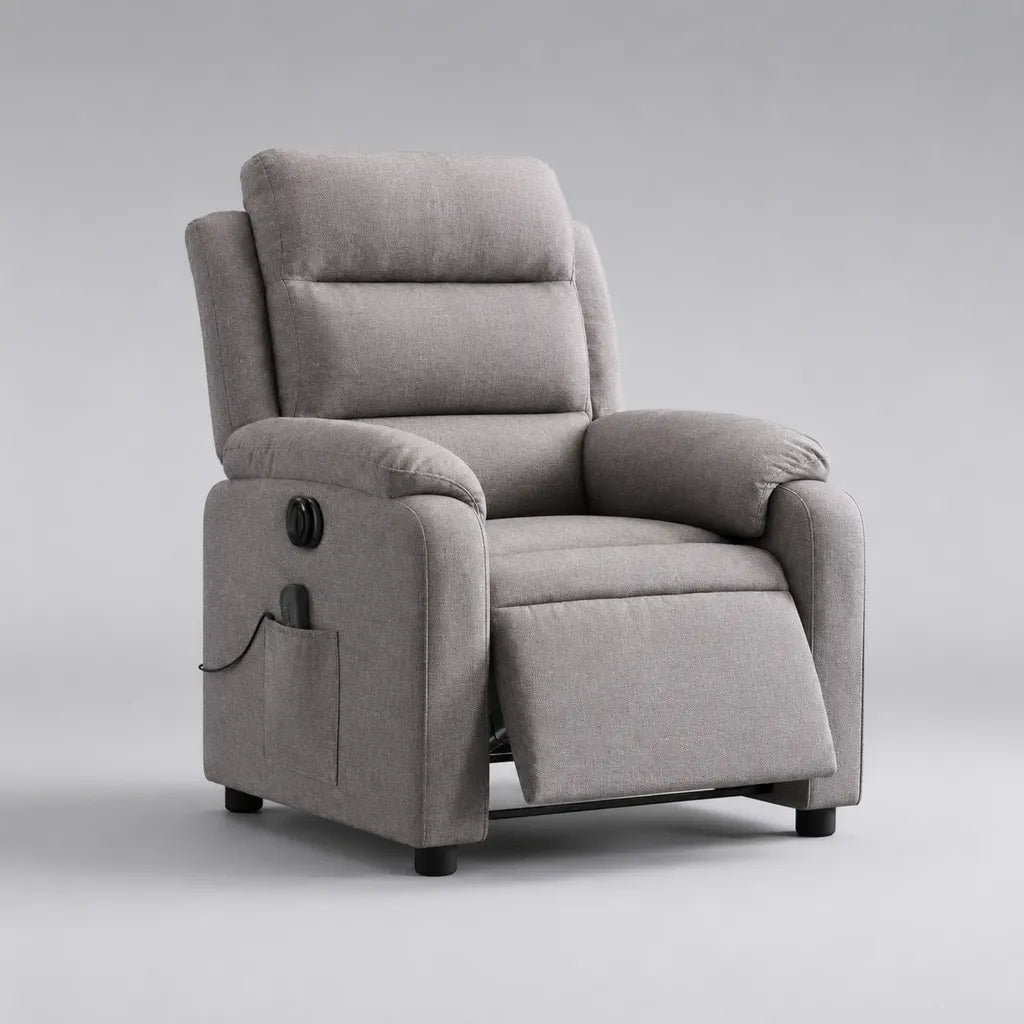 Poltrona reclinabile manuale massaggiante in tessuto grigio chiaro, 82 x 94 x 104 cm