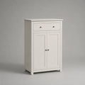 Scarpiera rettangolare in MDF bianco con 2 ante e 1 cassetto, 70 × 35 × 110 cm