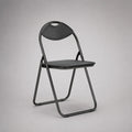 Sedia pieghevole nera con telaio tubolare in acciaio e seduta rivestita in PVC, 45 x 47 x 78 cm