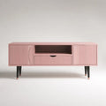 Mobile TV rettangolare in MDF rosa antico con 2 ante, 1 cassetto e vano aperto, 140 × 40 × 60 cm