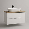Mobile bagno sospeso sottolavabo rettangolare in MDF e truciolare, bianco e rovere, 80 × 46 × 55 cm