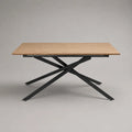 Tavolo da pranzo rettangolare allungabile in legno impiallacciato rovere e acciaio nero, 160-200 × 90 × 76 cm