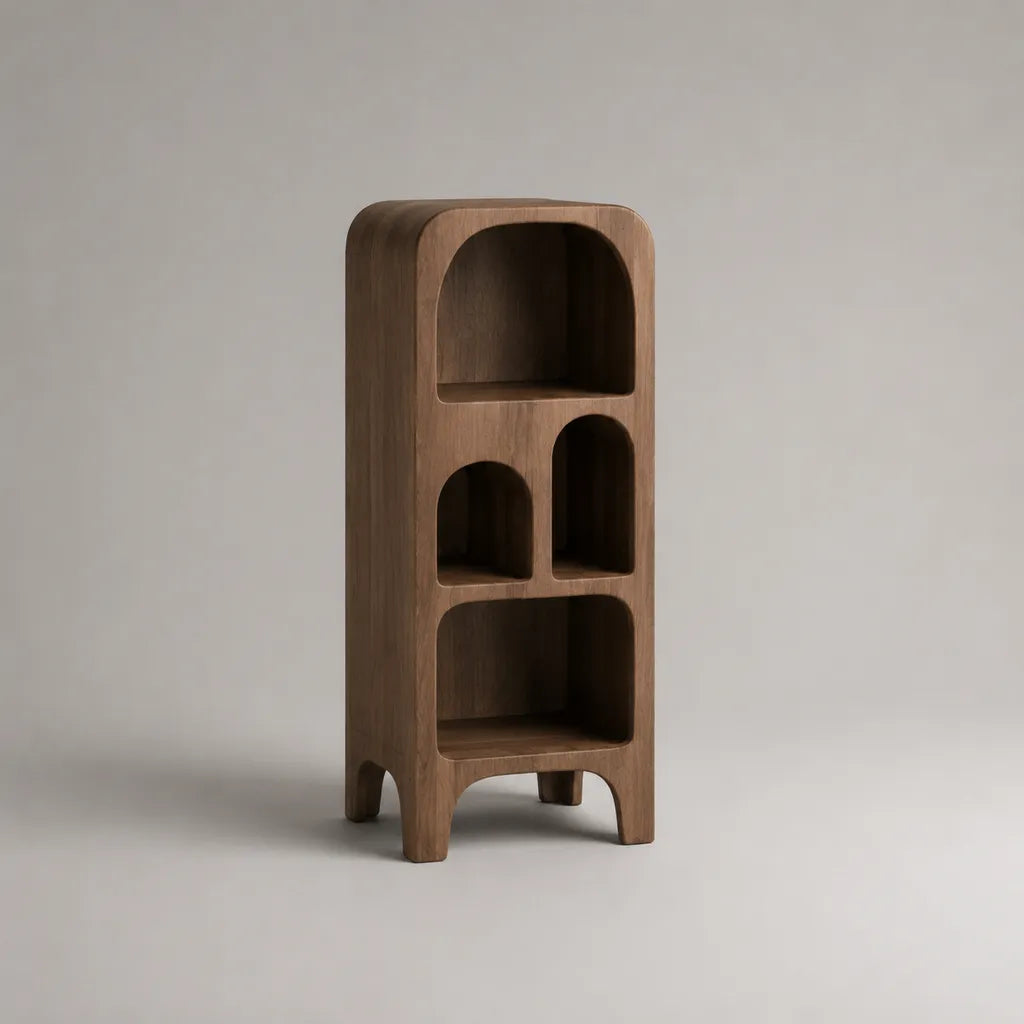 Scaffale da terra in legno a 4 vani, marrone noce, 45 × 32 × 120 cm