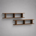 2 mensole da parete in MDF impiallacciato marrone noce, 110 × 15 × 22 cm ciascuna