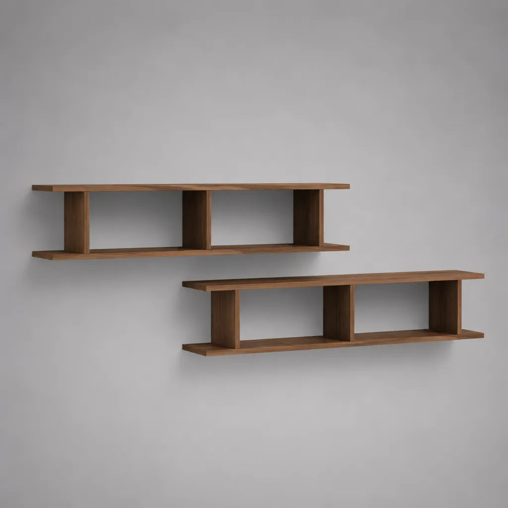2 mensole da parete in MDF impiallacciato marrone noce, 110 × 15 × 22 cm ciascuna