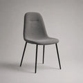 Sedia da pranzo imbottita in poliestere grigio con gambe in acciaio nero, 49 × 55 × 84 cm