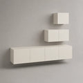 Set di 3 mobili TV sospesi in MDF e pannello truciolare bianco opaco, 200 x 40 x 40 cm, 100 x 35 x 40 cm e 70 x 35 x 40 cm