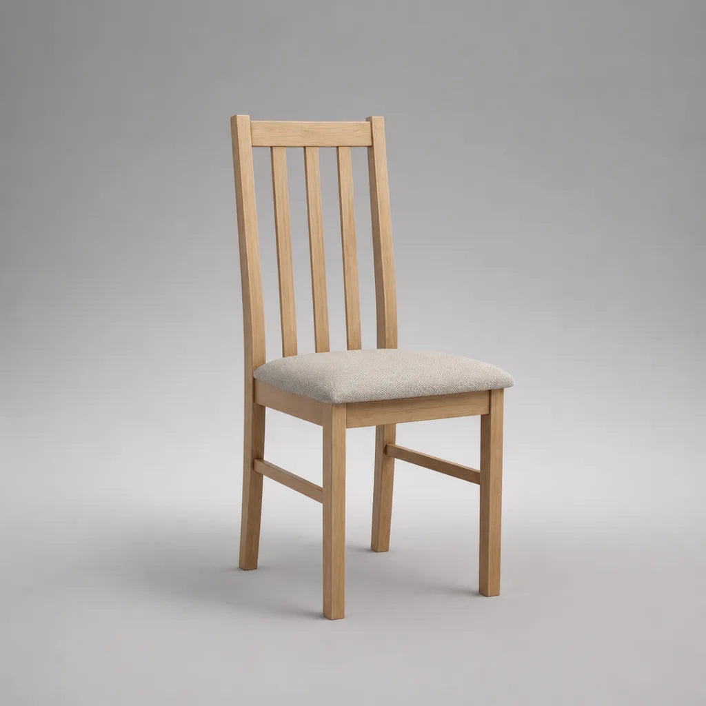 Sedia in legno con seduta imbottita beige, 44 x 50 x 96 cm