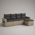 Divano angolare modulare da esterno a 4 posti in polyrattan PE con penisola destra, beige e antracite, 260 x 145 x 88 cm