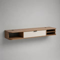 Mobile TV sospeso rettangolare in legno, noce e bianco, 160 × 35 × 30 cm